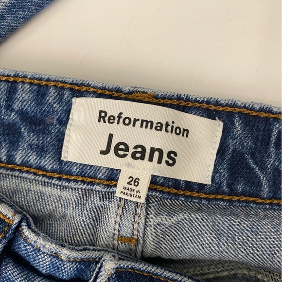 Reformation || Peyton High Rise Bootcut Cropped Jeans Mercer Wash Blue 26 - Picture 4 of 8